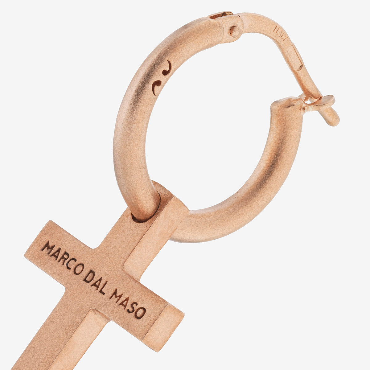 THE CROSS Pendant Earring, Matte Rose Gold Vermeil-Close View
