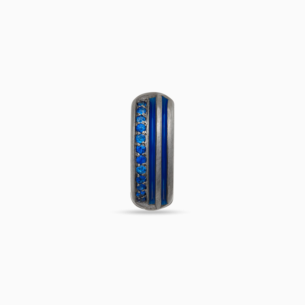 ACIES Black Matte Silver Earring With Blue Sapphires And Blue Enamel