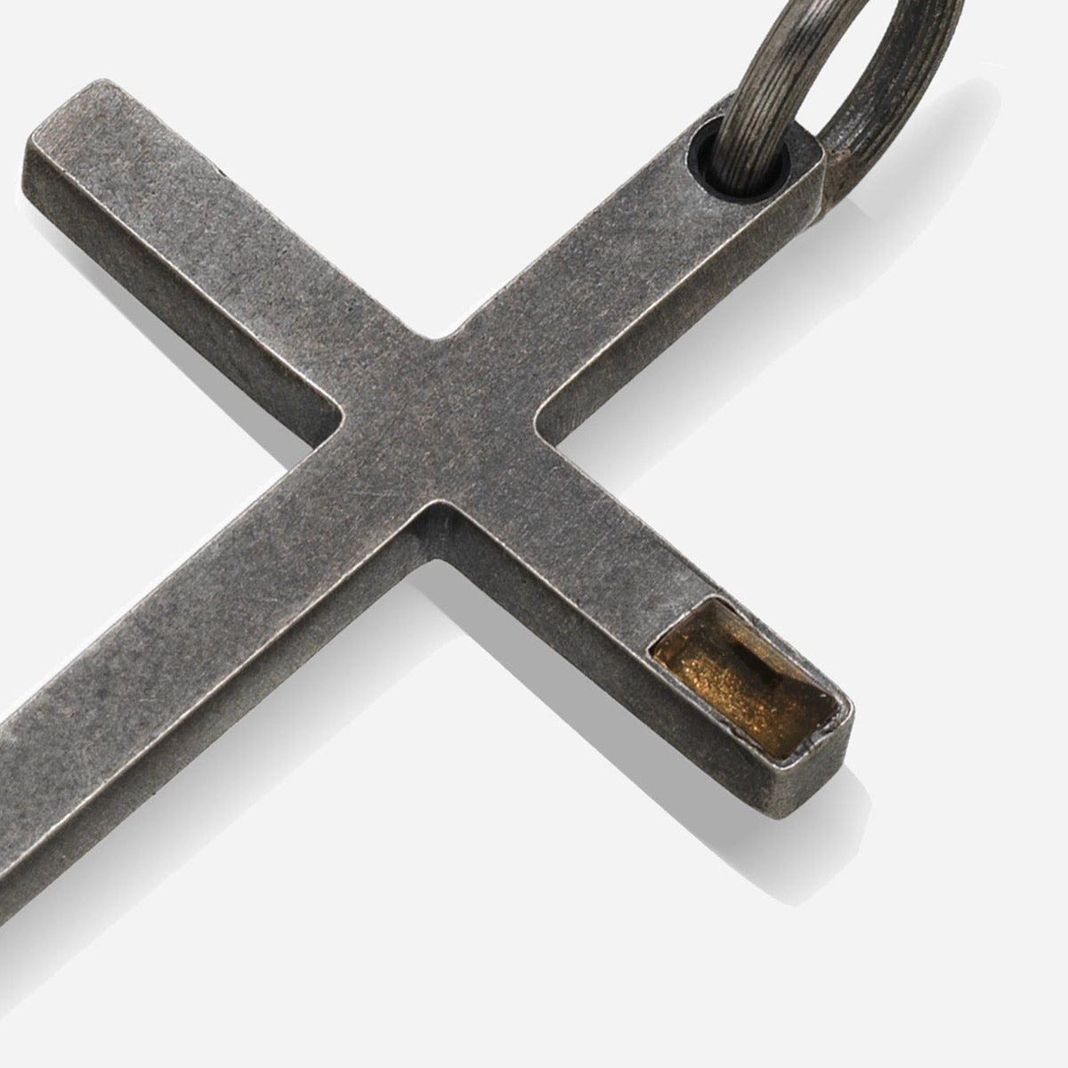 THE CROSS Latin Amulet with Side Gemstone, Silver, Citrine-Close View