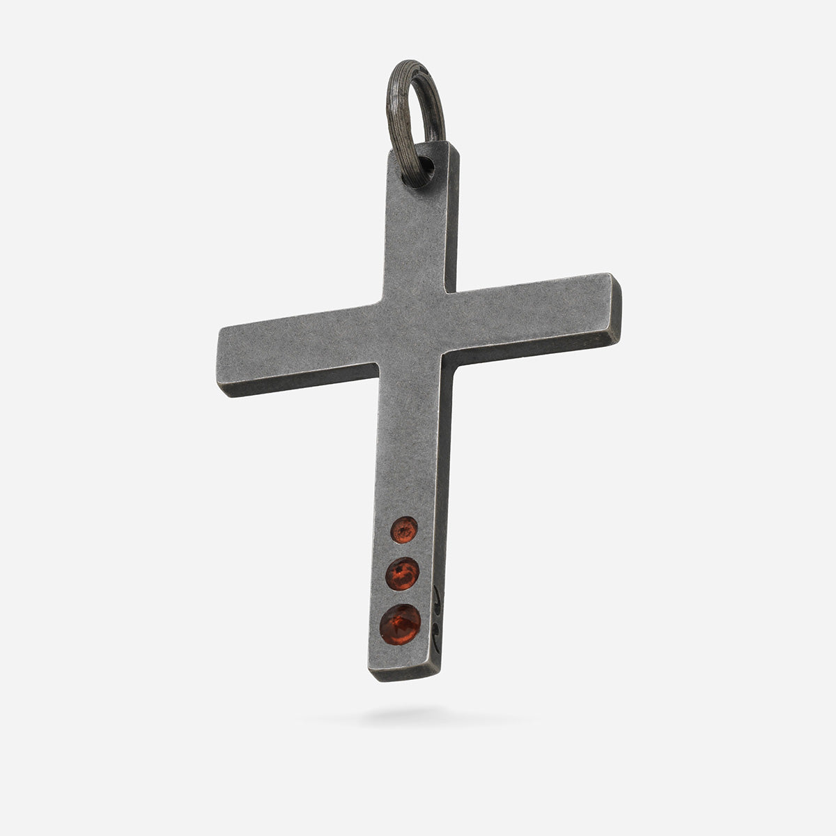 THE CROSS Latin Amulet with Gemstone, Garnet-Standard View