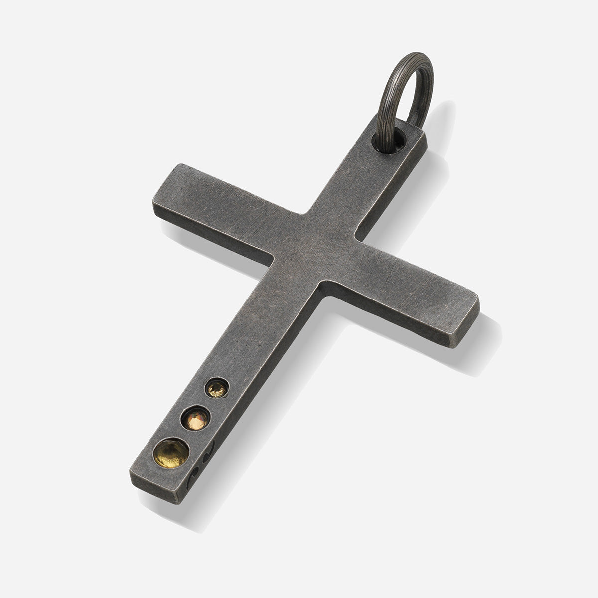 THE CROSS Latin Amulet with Gemstone, Citrine-Side View