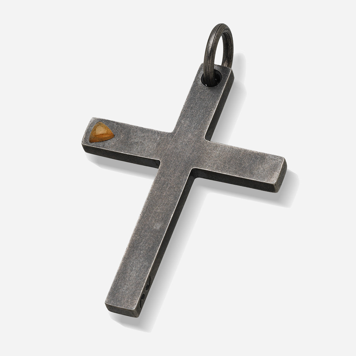 The Cross Latin Amulet Single Stone, Silver, Yellow Sapphire-Standard View 1