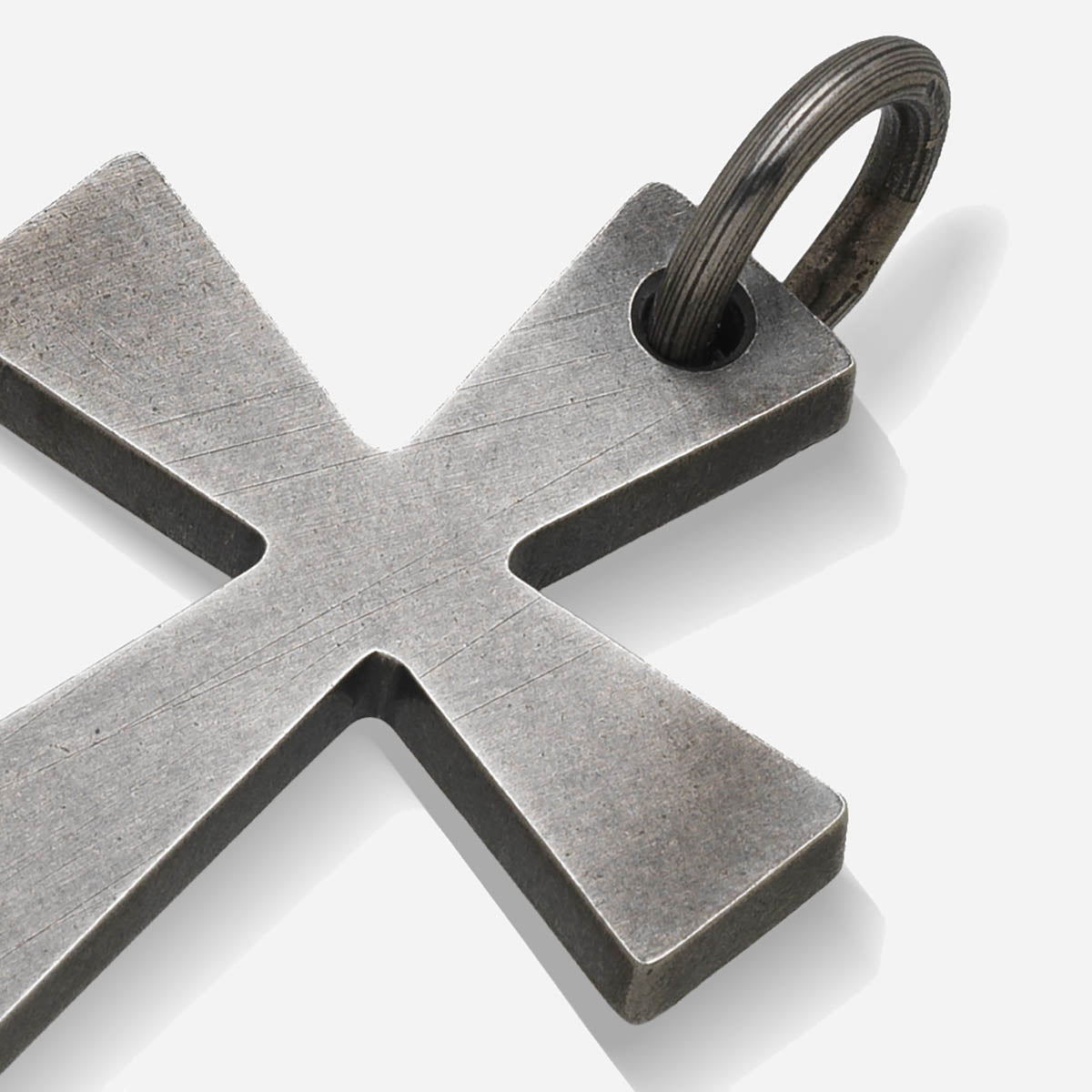 THE CROSS Amulet, Oxidized Silver-Close View