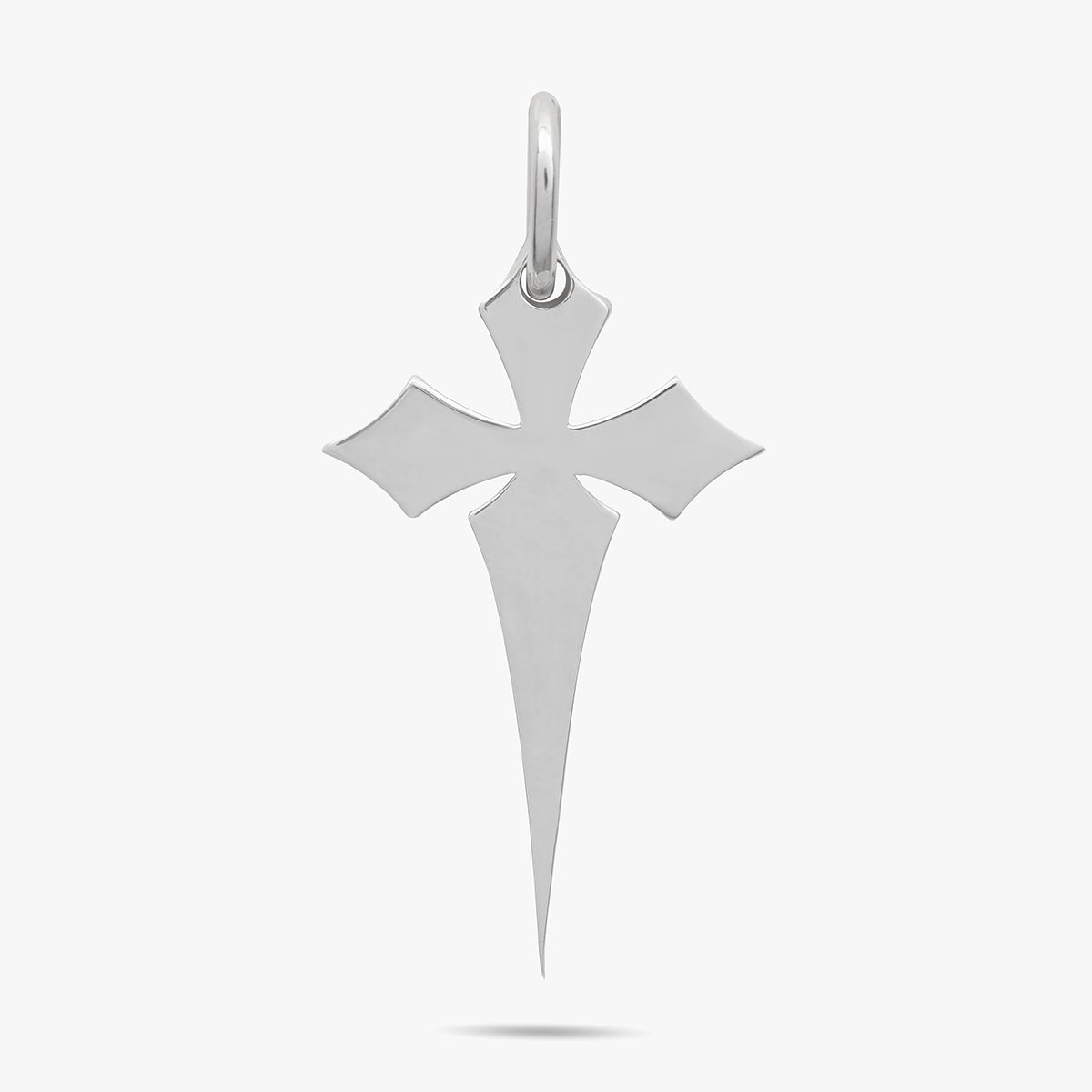 THE CROSS Gothic Amulet with Enamel, Polished Silver, Green Enamel-Standard View 1