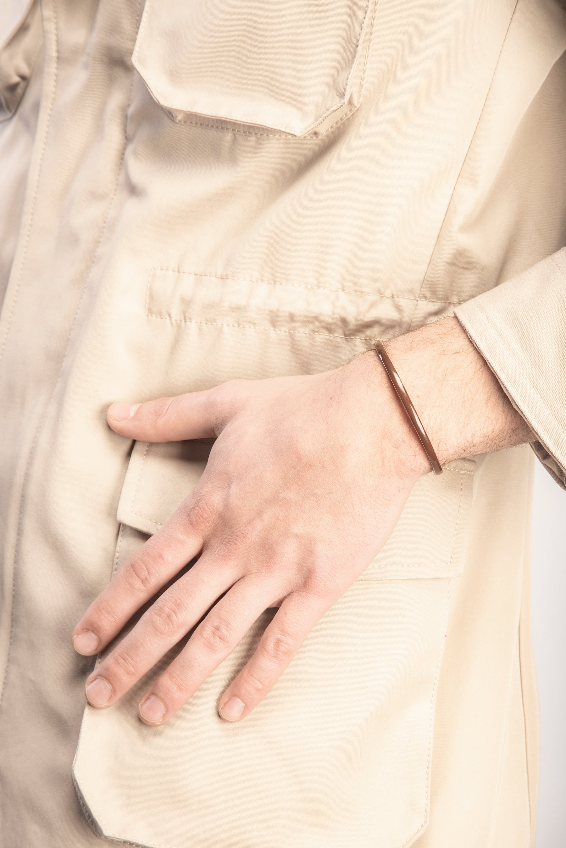 ELAN Oxidized Silver Cuff with Brown Enamel