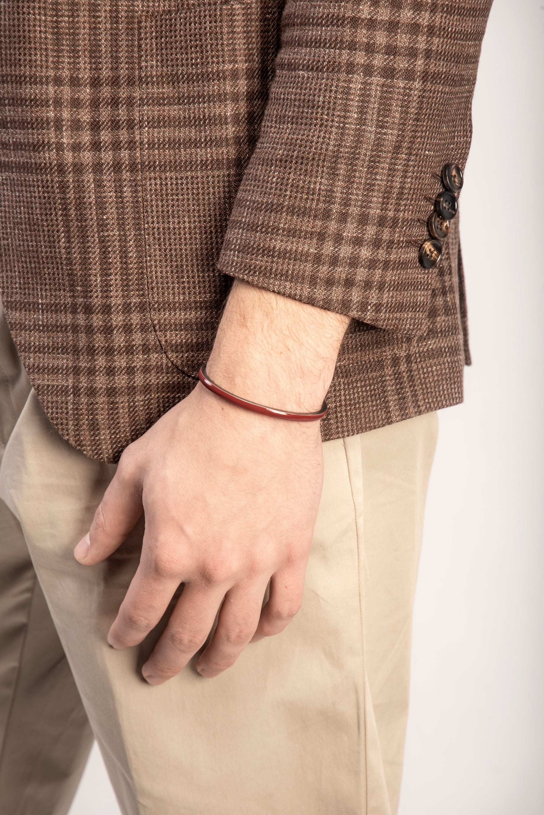 ELAN Oxidized Silver Cuff with Red Enamel