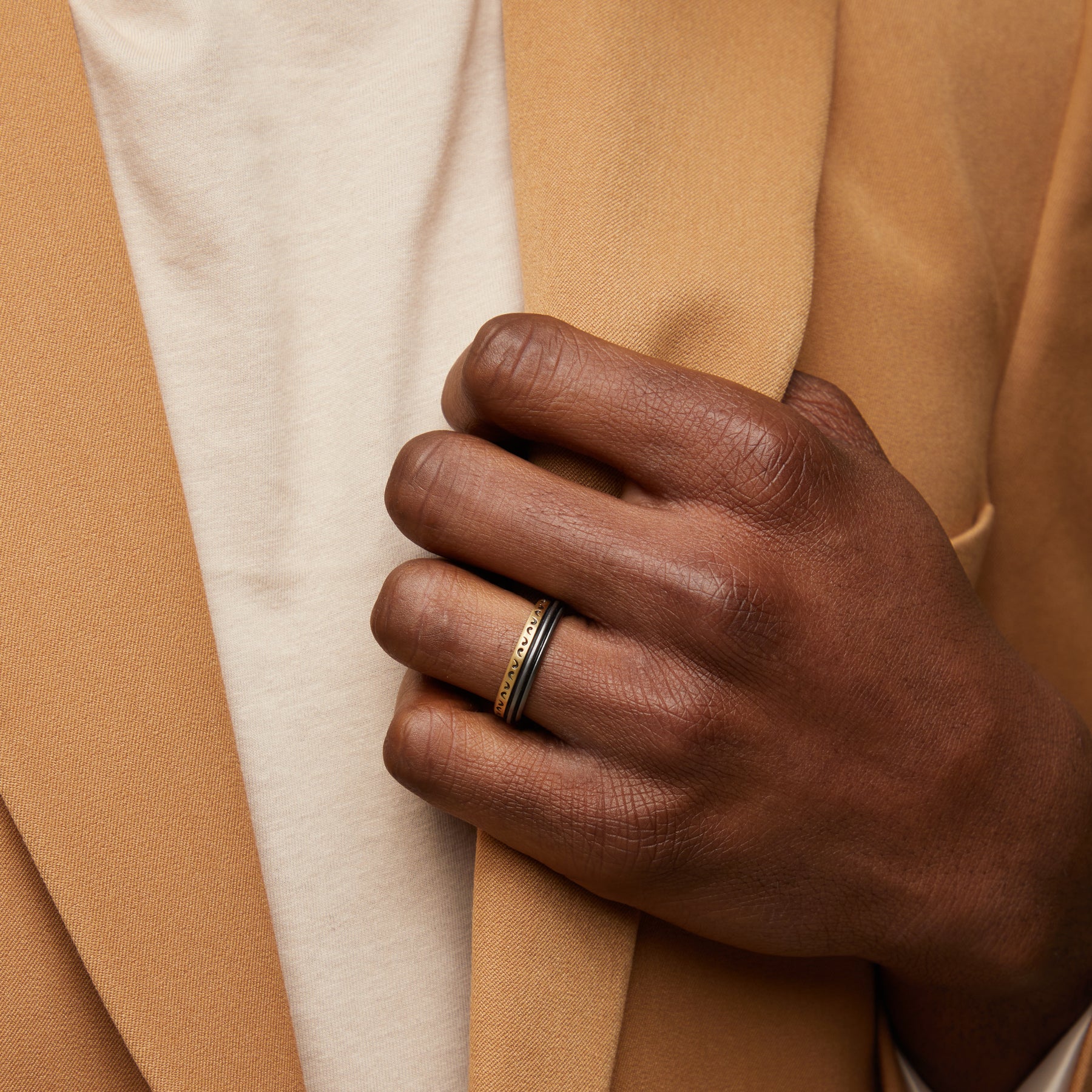 ACIES SLIM MIXED METAL RING