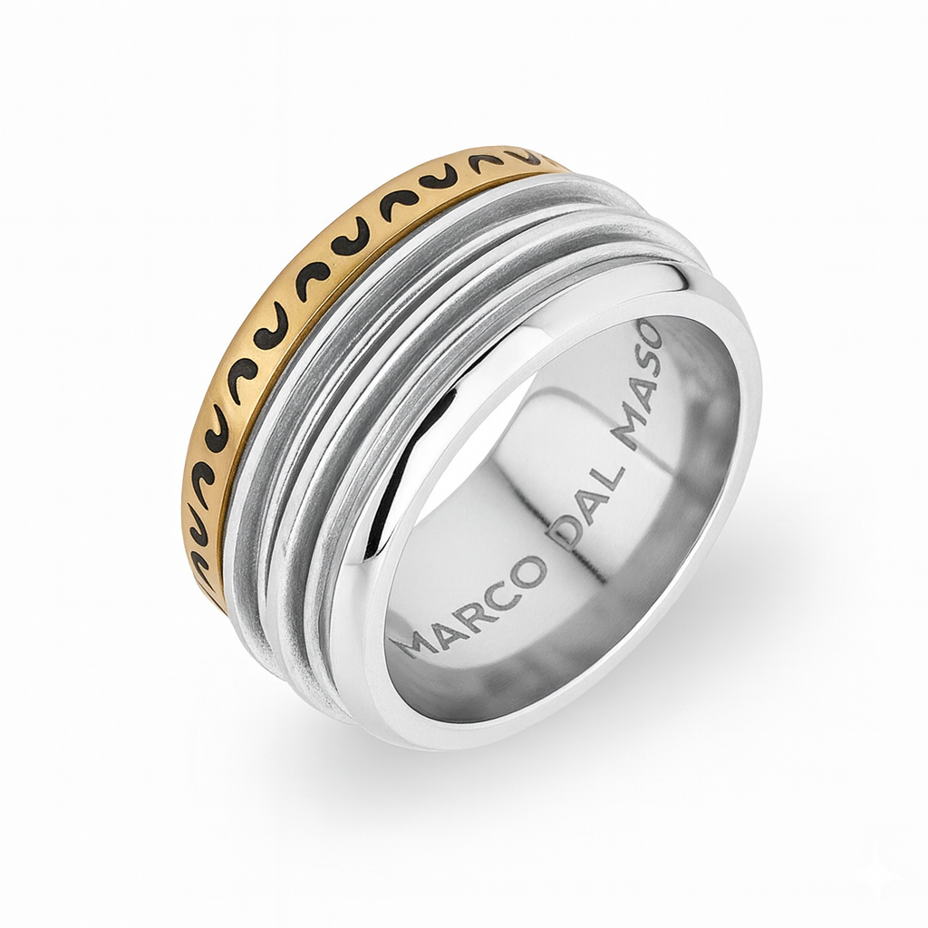 ACIES WIDE MIXED METAL RING