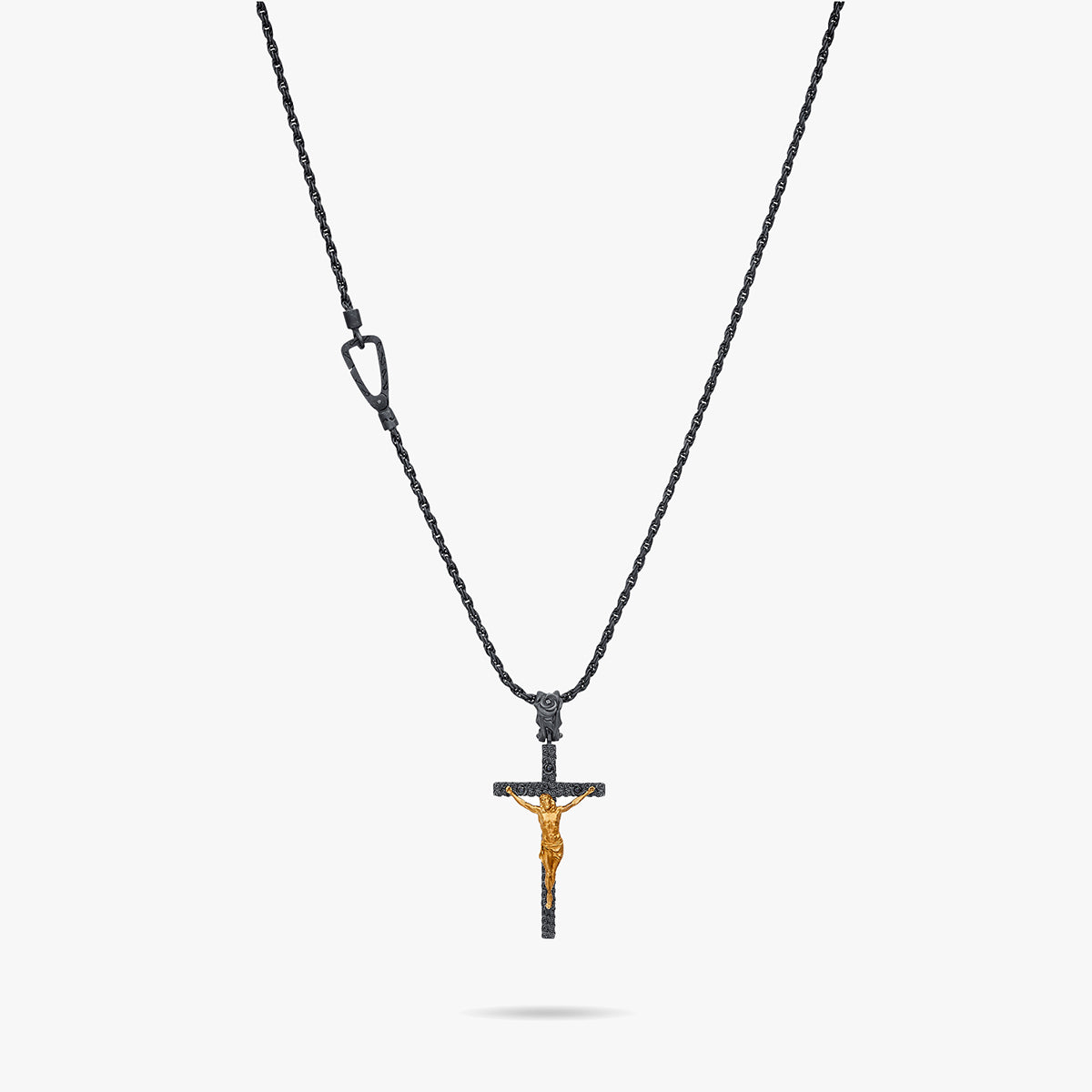 DIAMONDS'N'ROSES Matte Yellow Gold Crucifix Amulet