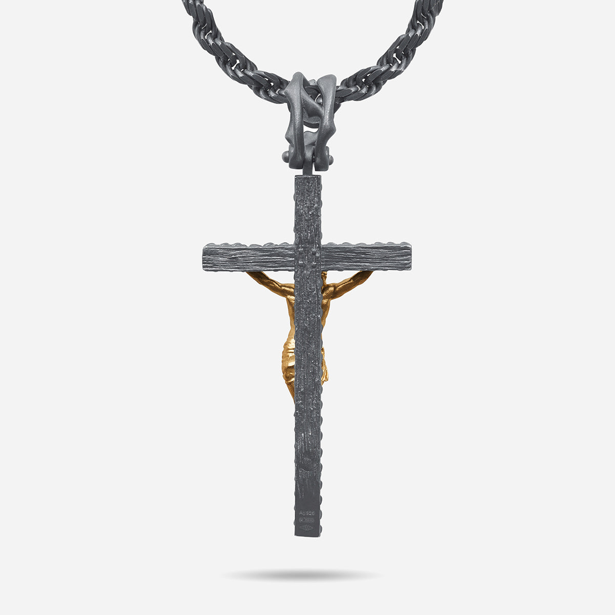 DIAMONDS'N'ROSES Matte Yellow Gold Crucifix Amulet