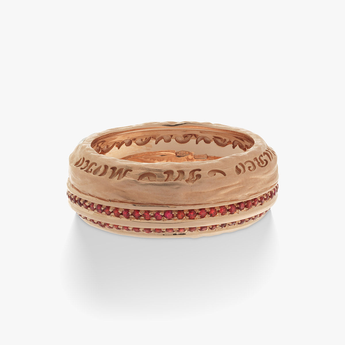 Anello The Other Half in oro rosa 18KT con zaffiri rossi