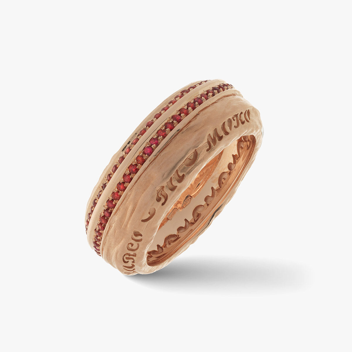 Anello The Other Half in oro rosa 18KT con zaffiri rossi