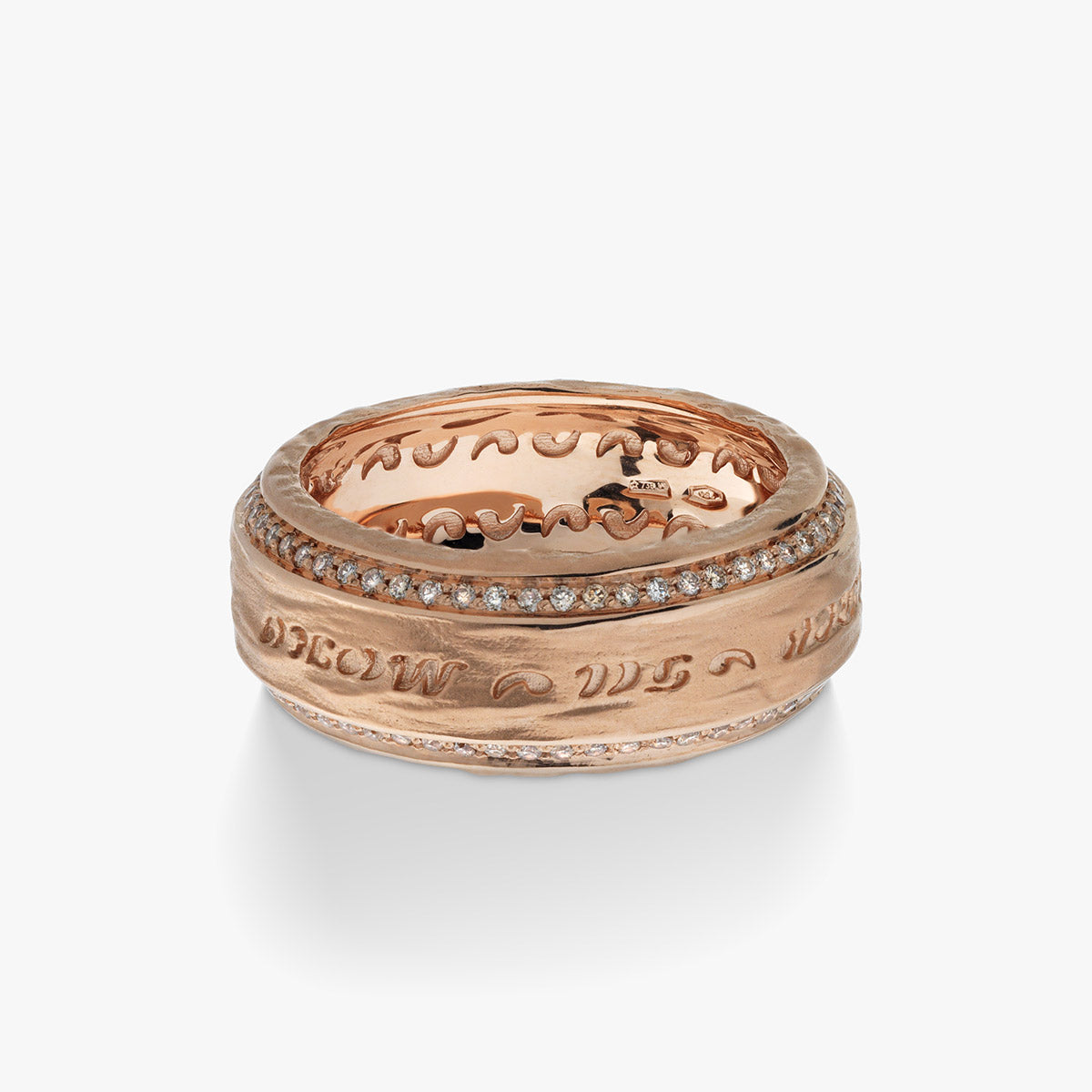 Anello The Other Half con diamanti champagne a doppia linea e oro rosa 18 kt