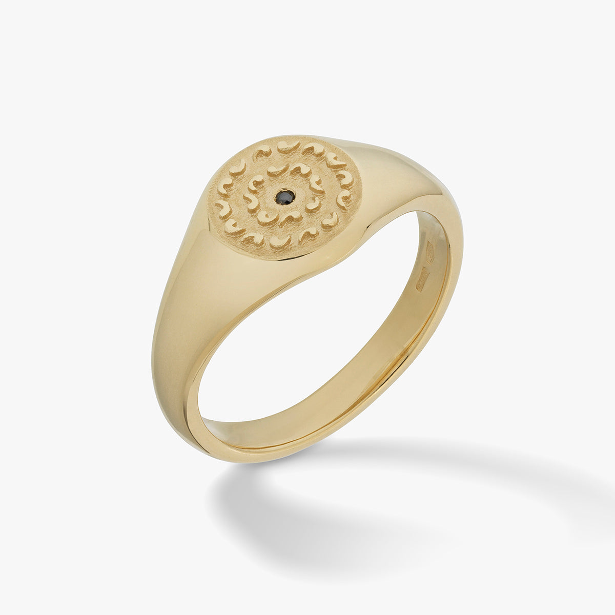 ICON Signet Ring with Single Black Diamond