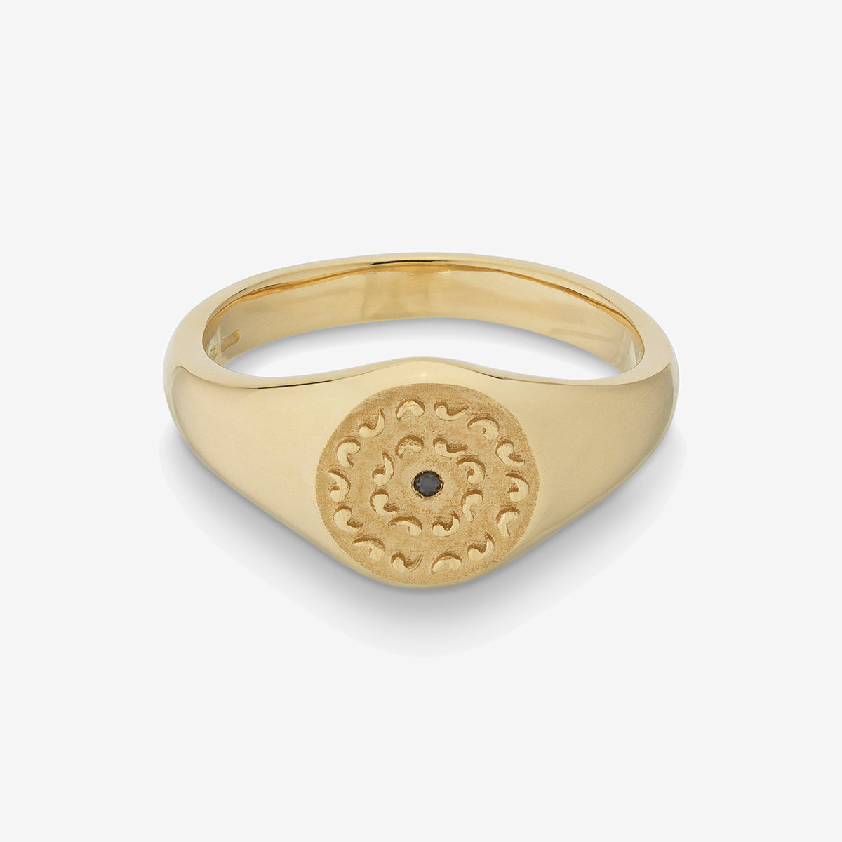 ICON Signet Ring with Single Black Diamond