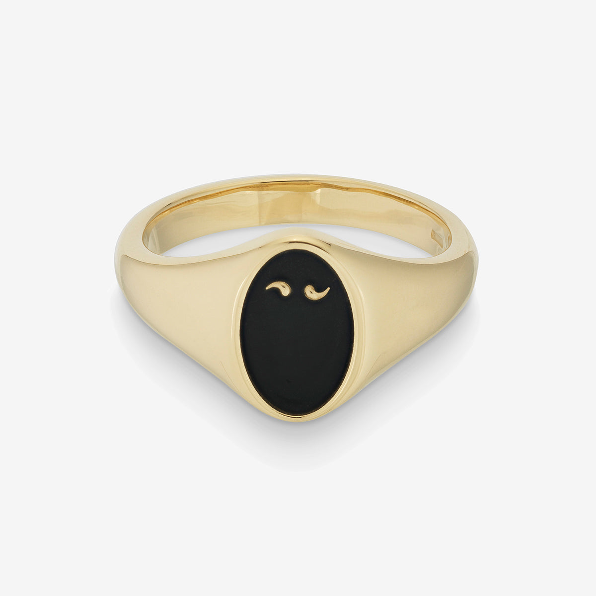 Anello con sigillo smaltato nero FRAME 18k