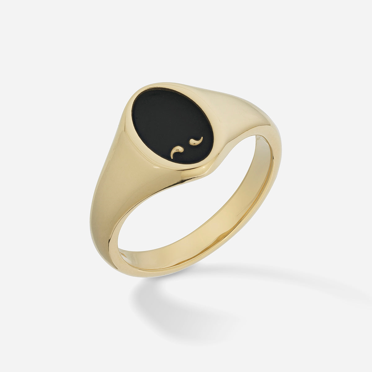 Anello con sigillo smaltato nero FRAME 18k