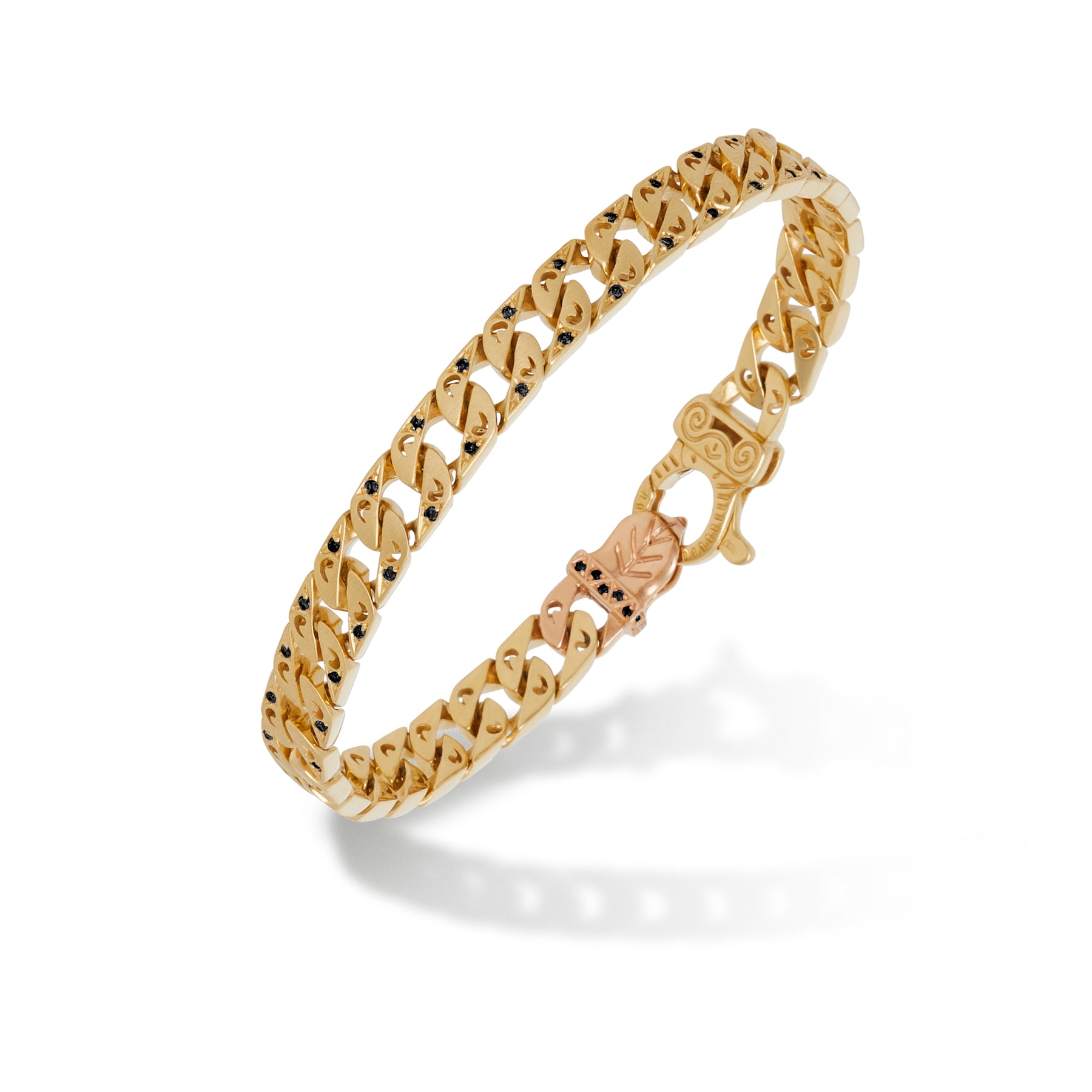 FLAMING TONGUE 18K Yellow Gold Bracelet With Black Diamonds