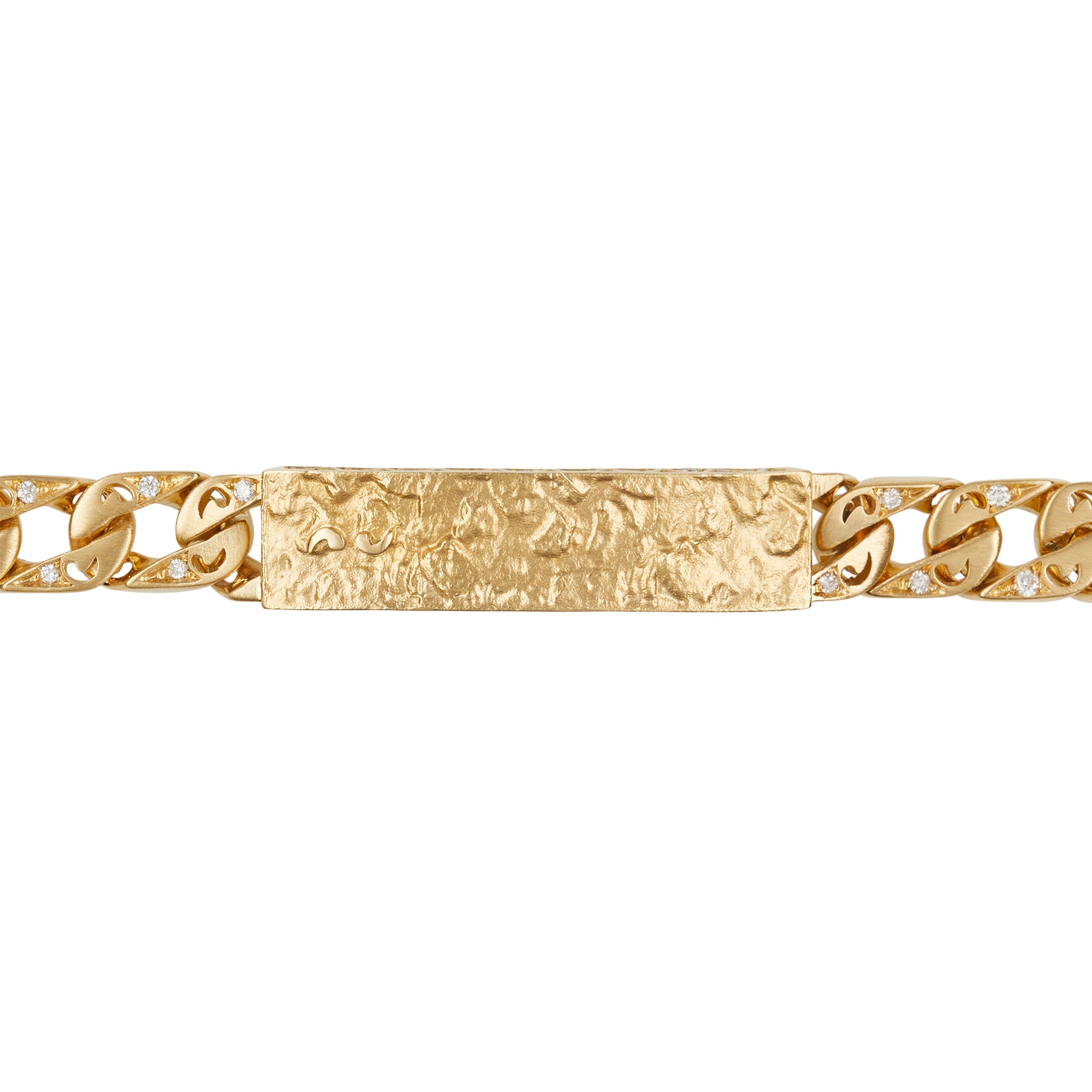 FLAMING TONGUE 18K Yellow Gold White Diamond ID Bracelet
