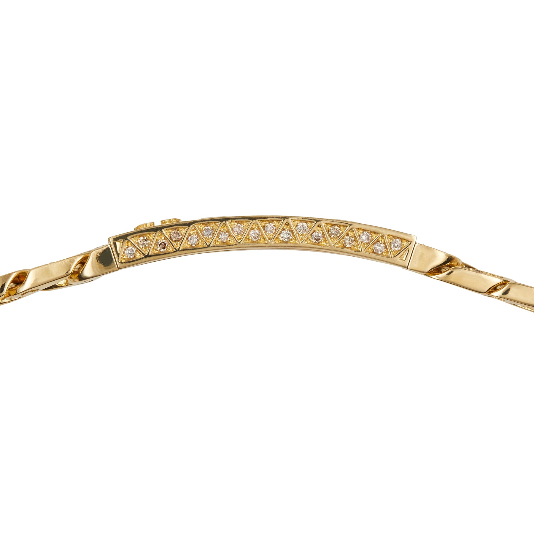 FLAMING TONGUE 18K Yellow Gold White Diamond ID Bracelet