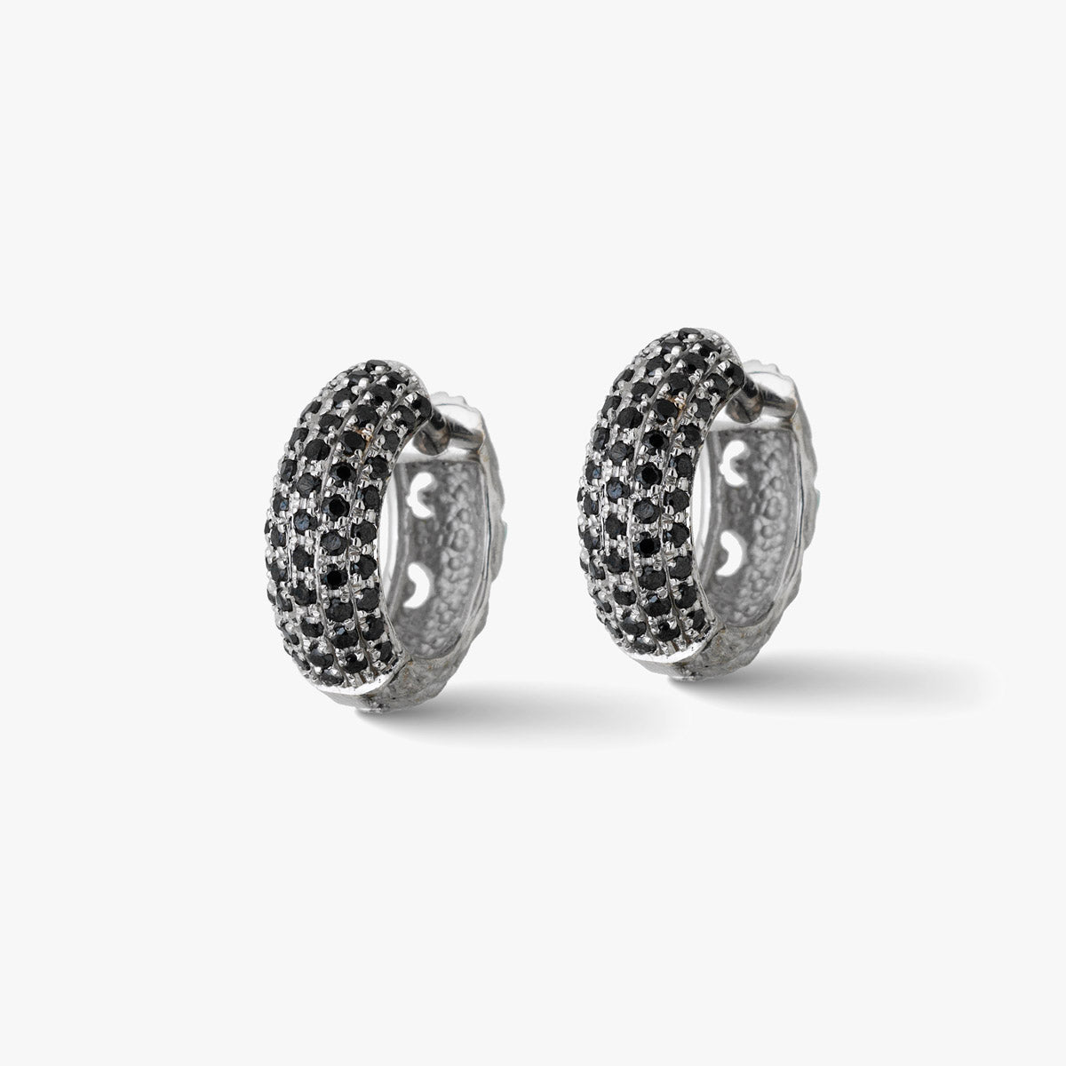 Warrior Single Hoop Earring in White Gold & Black Diamonds