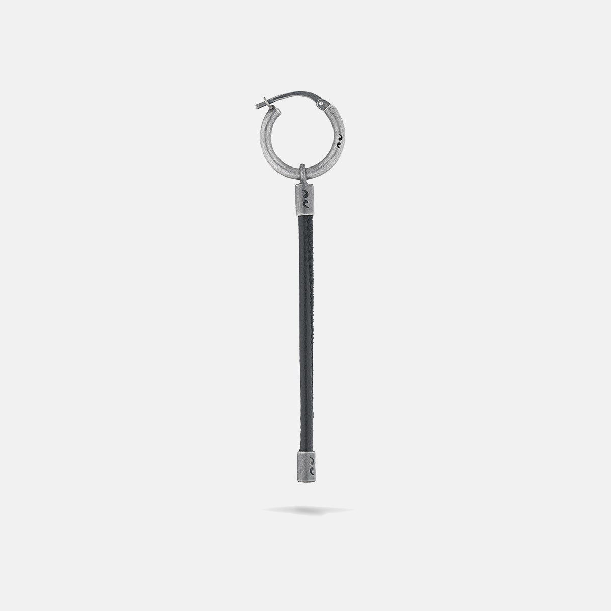 LASH Long Drop Earring, Black Leather-Standard View1