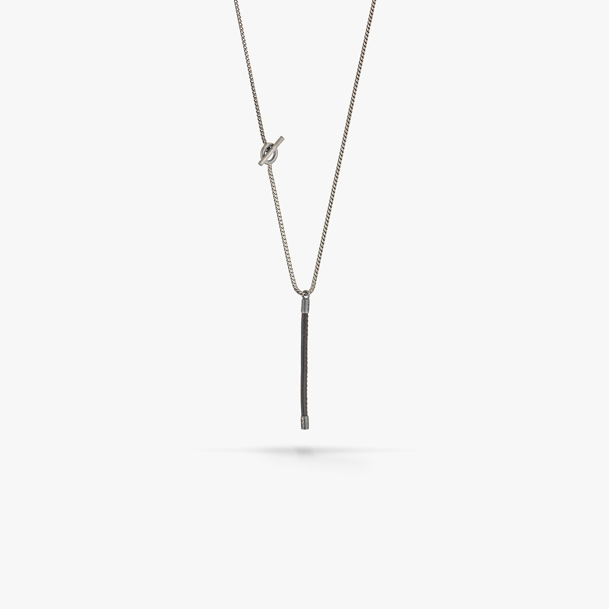LASH Long Drop Necklace, Brown Leather-Standard View