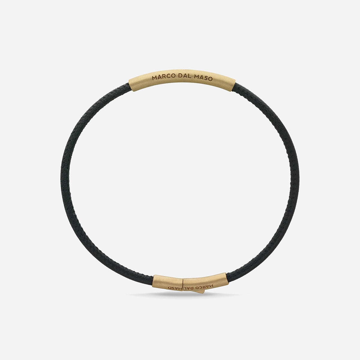 LASH Classy Bracelet, Yellow Gold Vermeil, Black Leather-Straight View