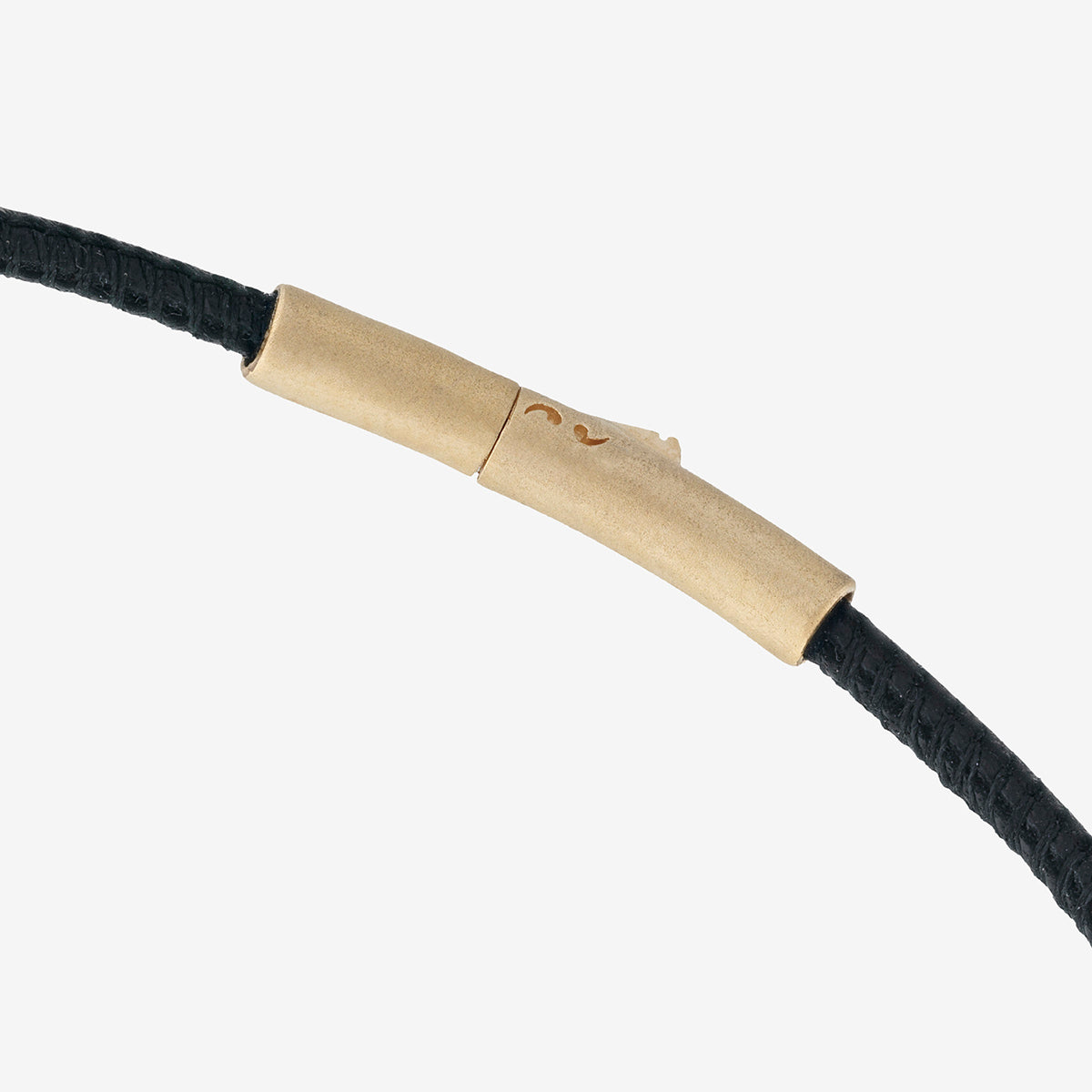 LASH Classy Bracelet, Yellow Gold Vermeil, Black Leather-Close View