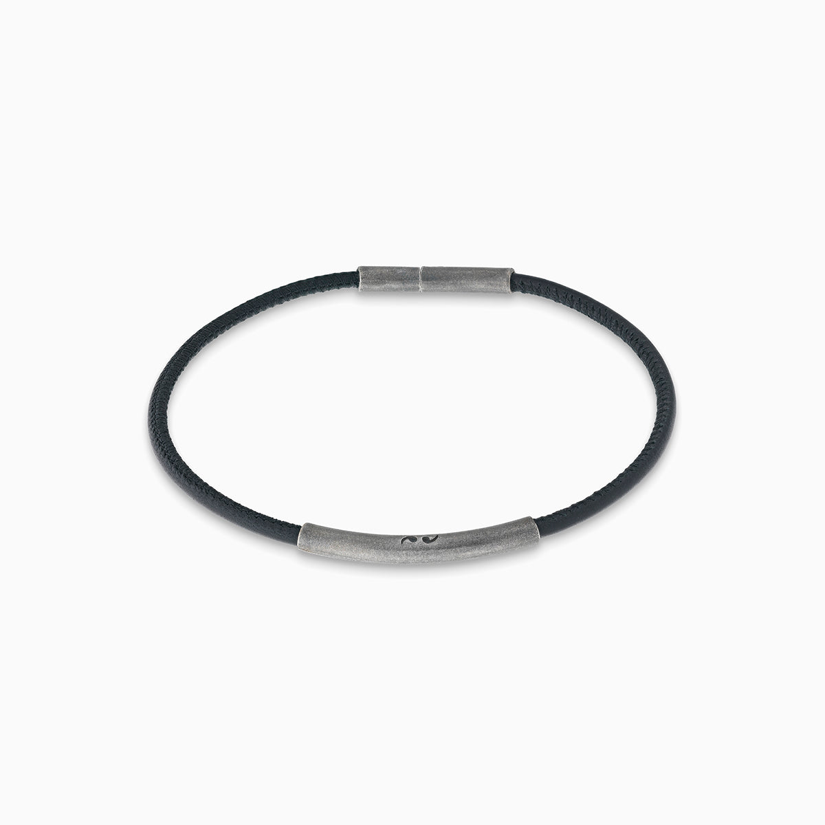 LASH Classy Black Leather and Silver Bracelet | Marco Dal Maso