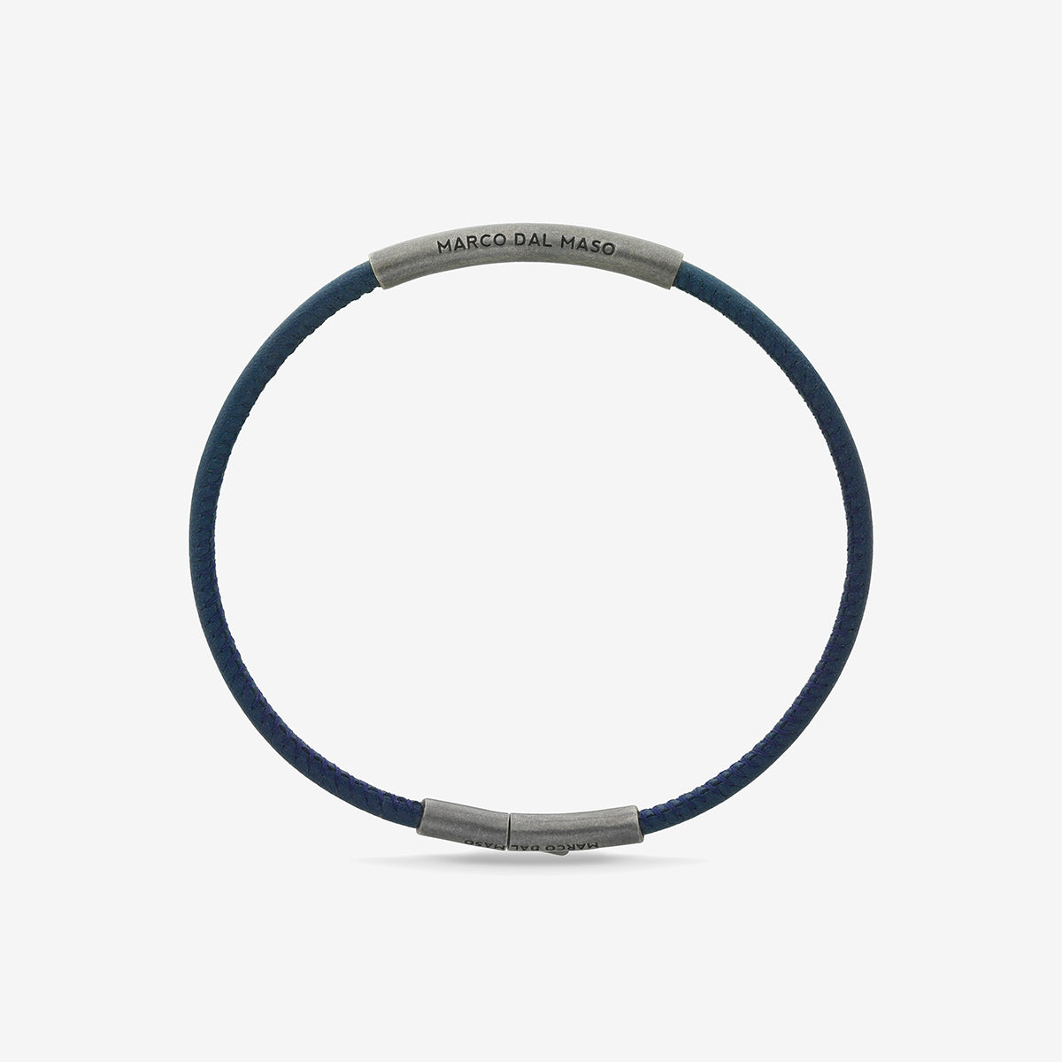 LASH Classy Bracelet, Silver, Blue Leather-Straight View