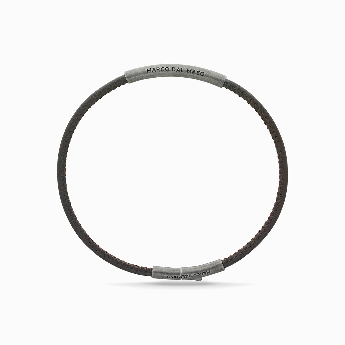 LASH Classy Bracelet, Silver, Brown Leather-Straight View