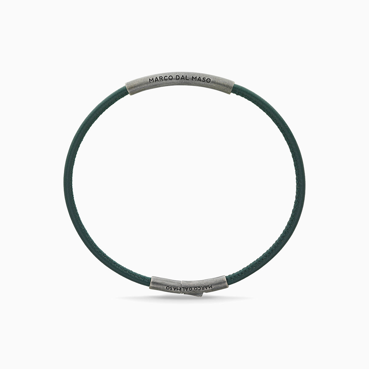 LASH Classy Bracelet, Silver, Green Leather-Straight View