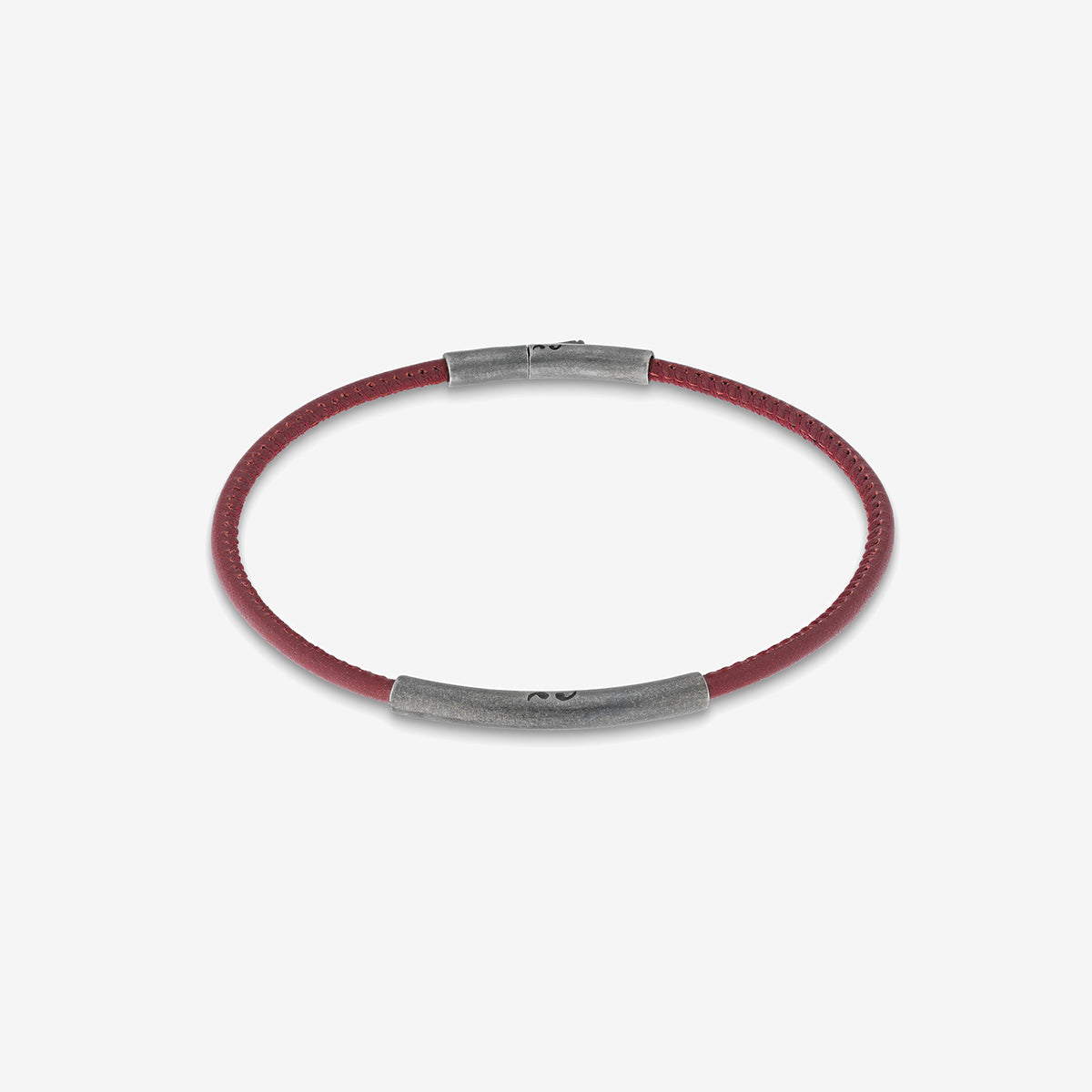 LASH Classy Bracelet, Silver, Red Leather-Standard View