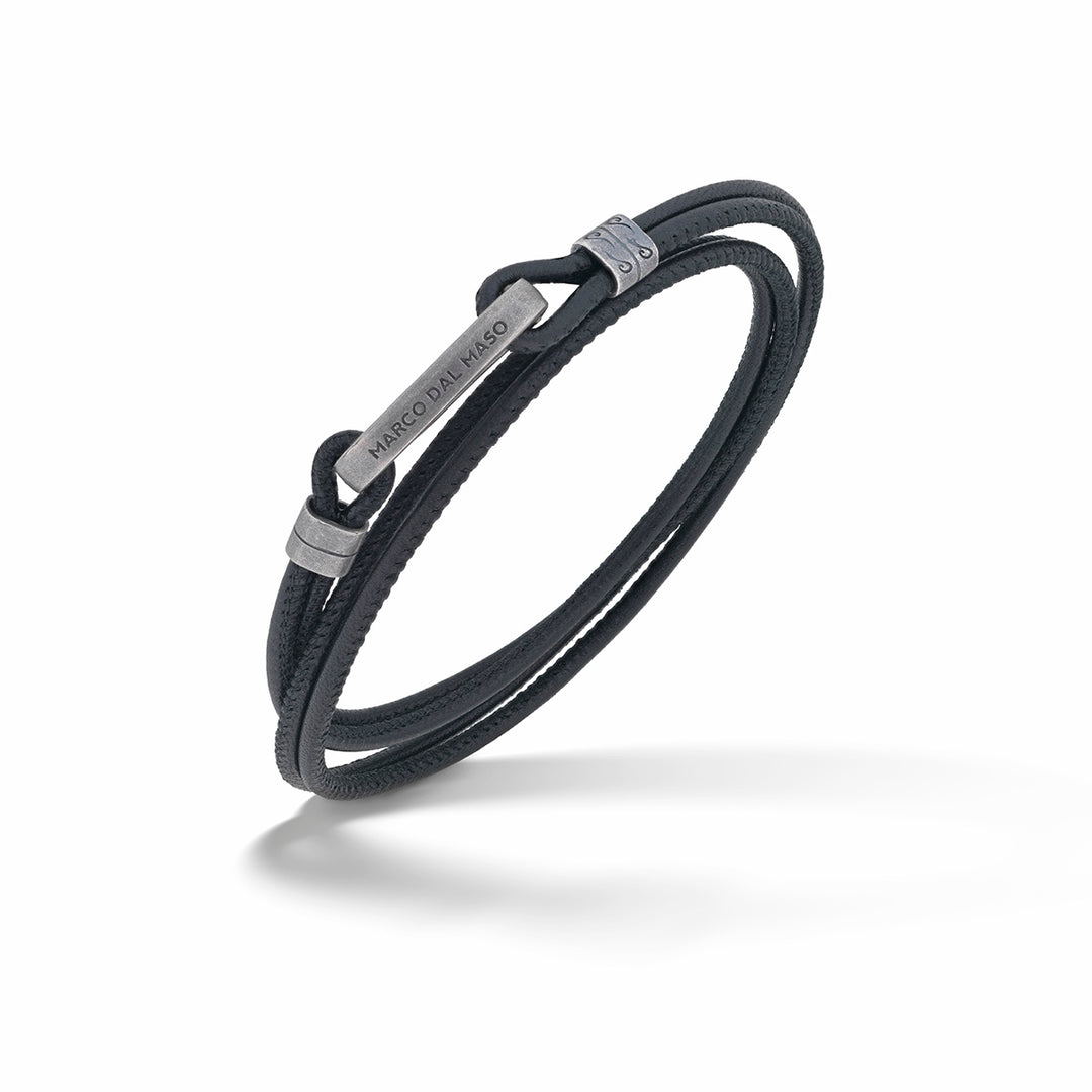 LASH Multi Row Bracelet, Black Leather-Standard View