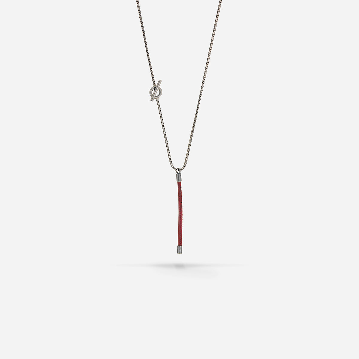 LASH Long Drop Necklace, Red Leather-Standard View1