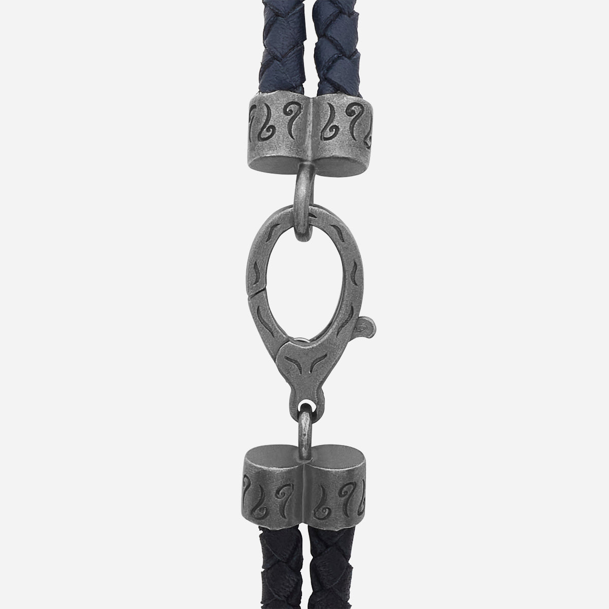 LASH Marine Knot & Double Leather Bracelet, Black, Blue Leather-Close View1