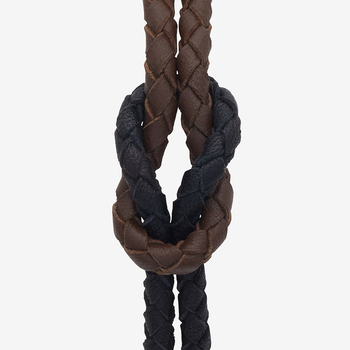 LASH Marine Knot & Double Leather Bracelet, Black, Brown Leather-Close View