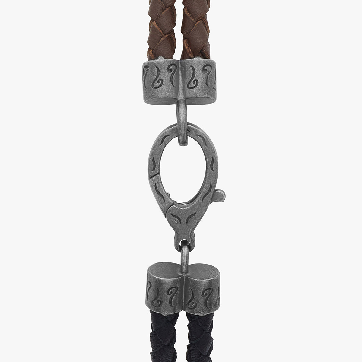 LASH Marine Knot & Double Leather Bracelet, Black, Brown Leather-Close View1