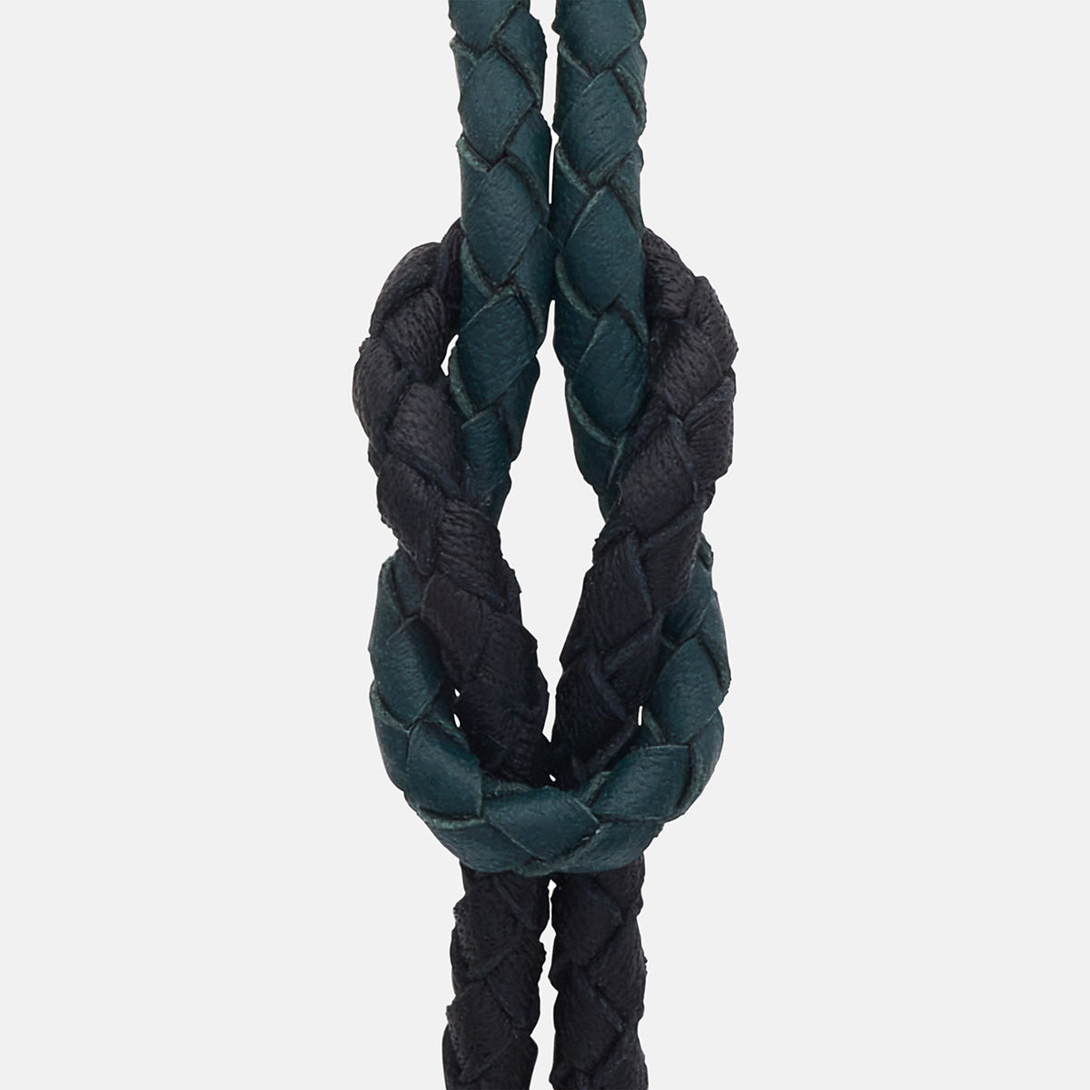 LASH Marine Knot & Double Leather Bracelet, Black Leather, Green Leather-Close View