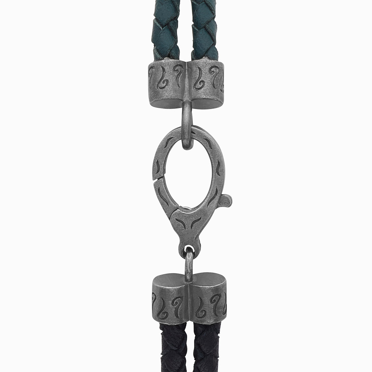 LASH Marine Knot & Double Leather Bracelet, Black Leather, Green Leather-Close View1