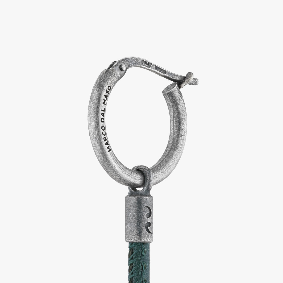 LASH Drop Earring, Green Leather-Close View