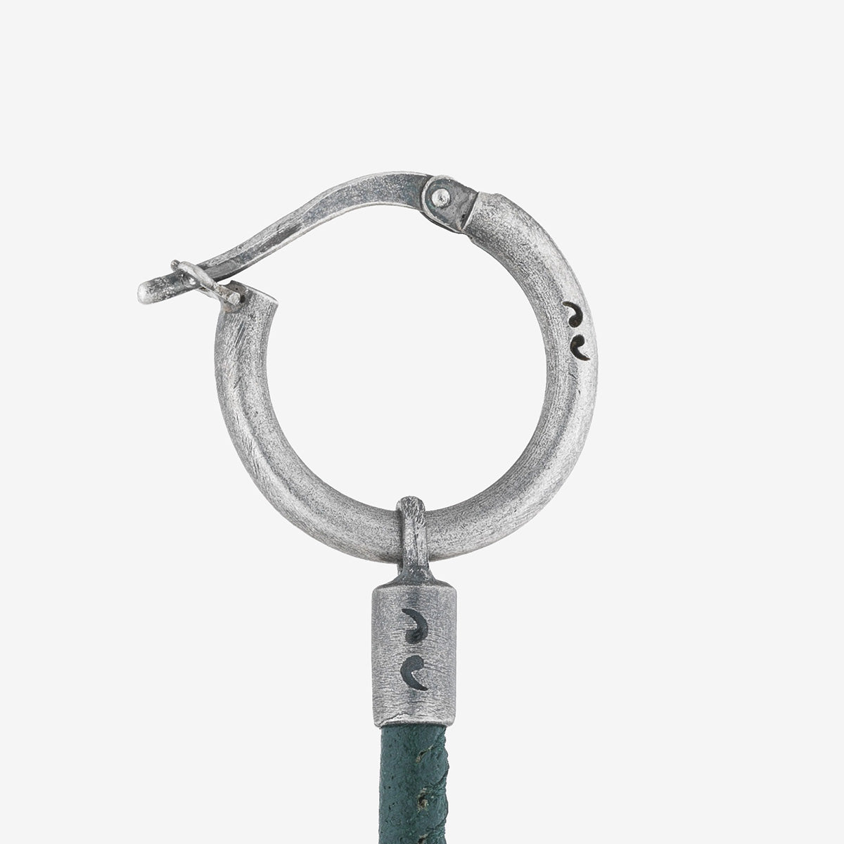 LASH Drop Earring, Green Leather-Close View1