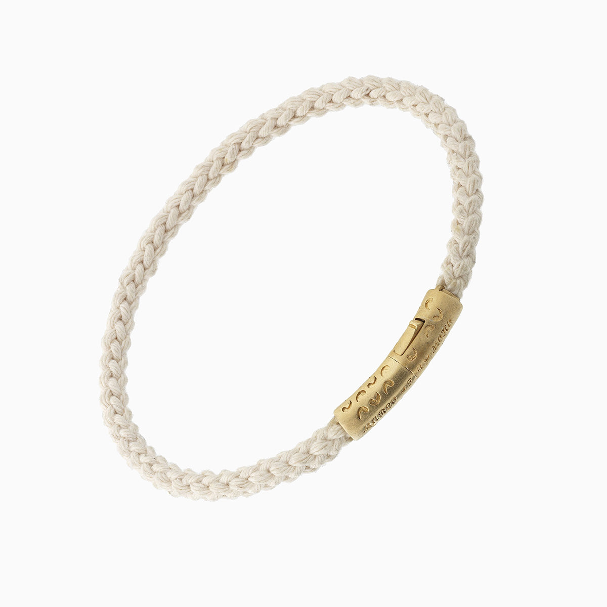 LASH Slim Cylinder Clasp Bracelet, Yellow Gold Vermeil, Ivory Cord-Standard View