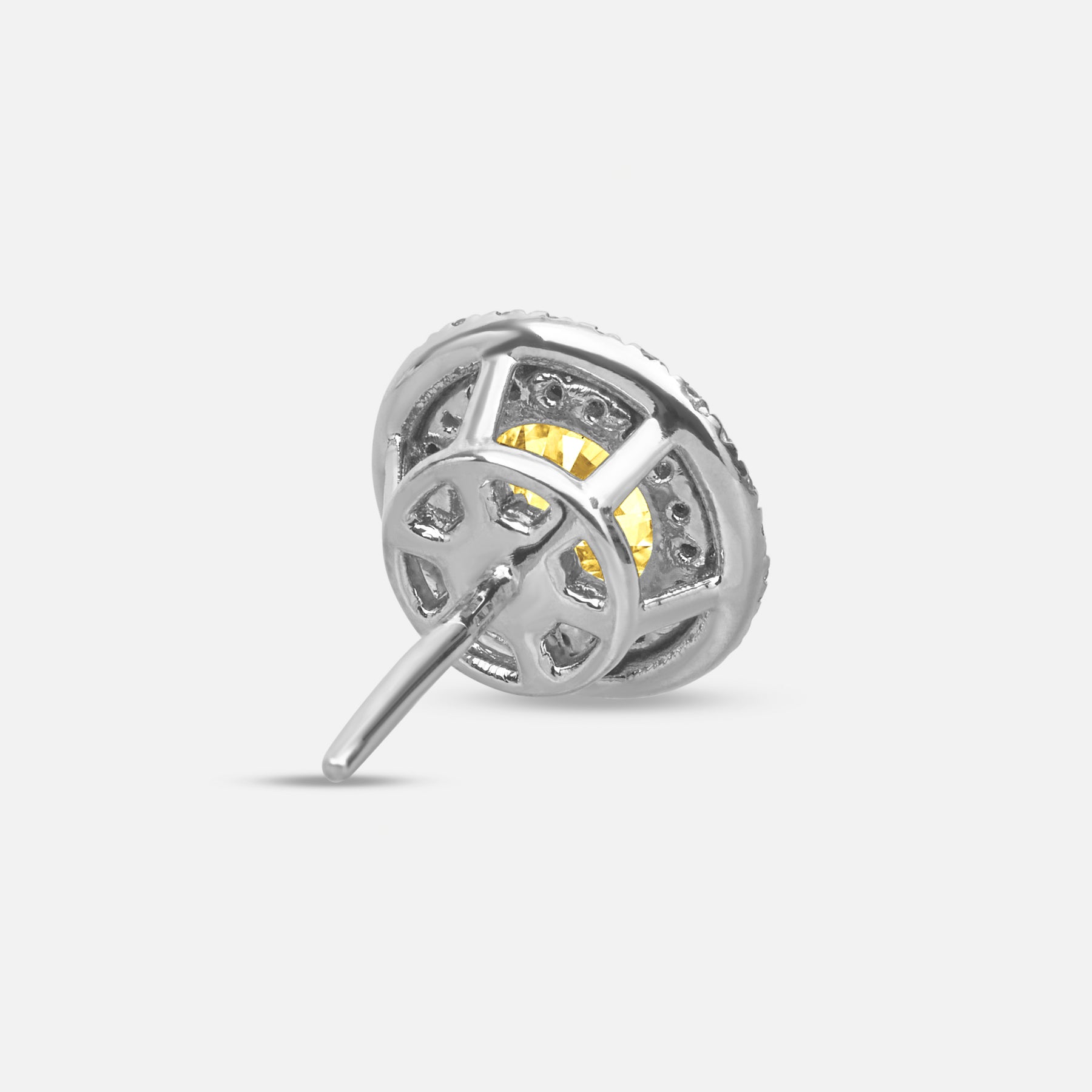 Yellow Diamond setting on Eclipse Luna Starburst Earrings shown at angle