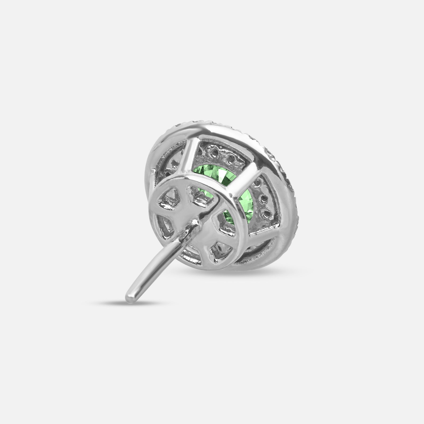Close-up of green diamond details on Eclipse Luna Starburst Earrings