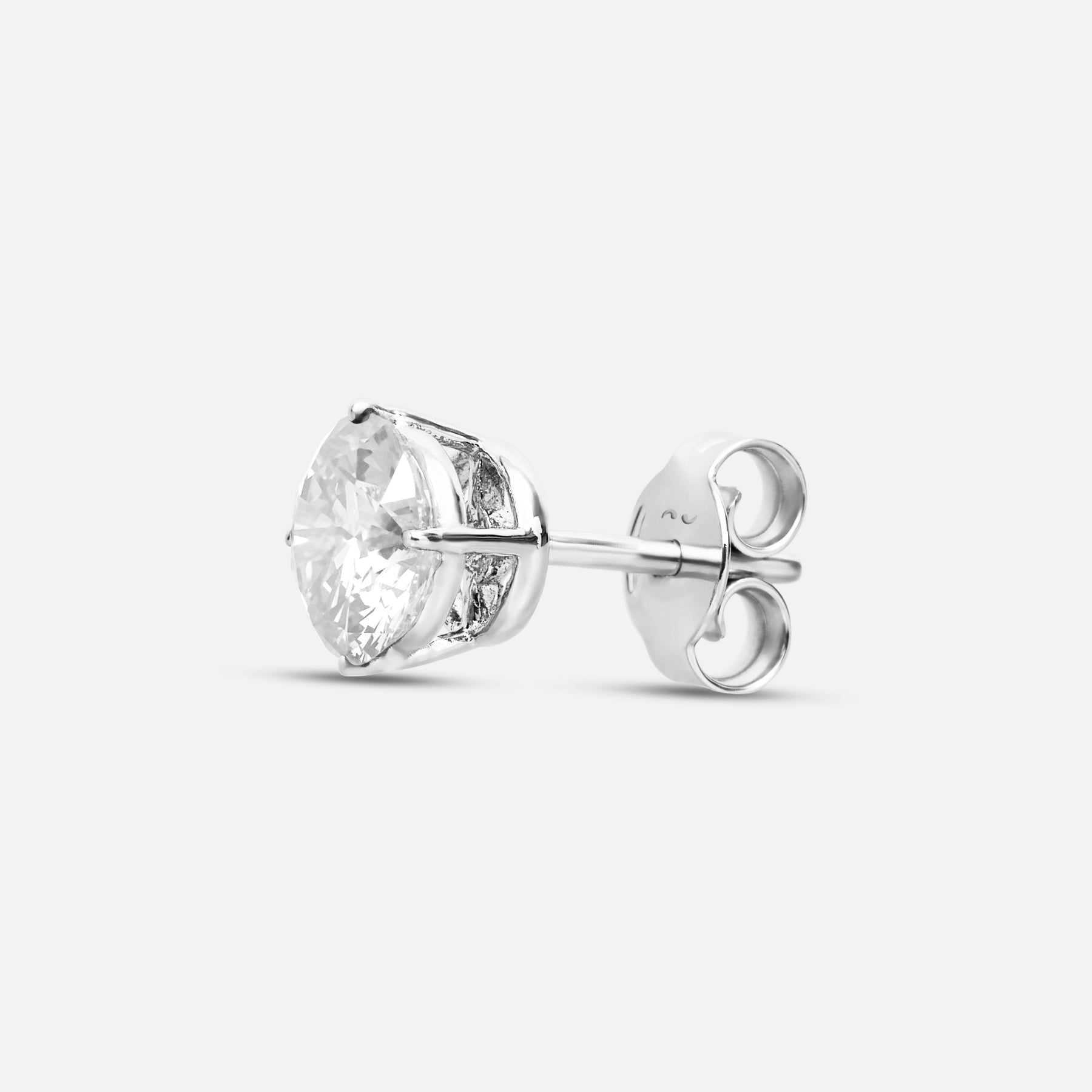 White Diamond setting on Eclipse Luna Earrings shown at angle