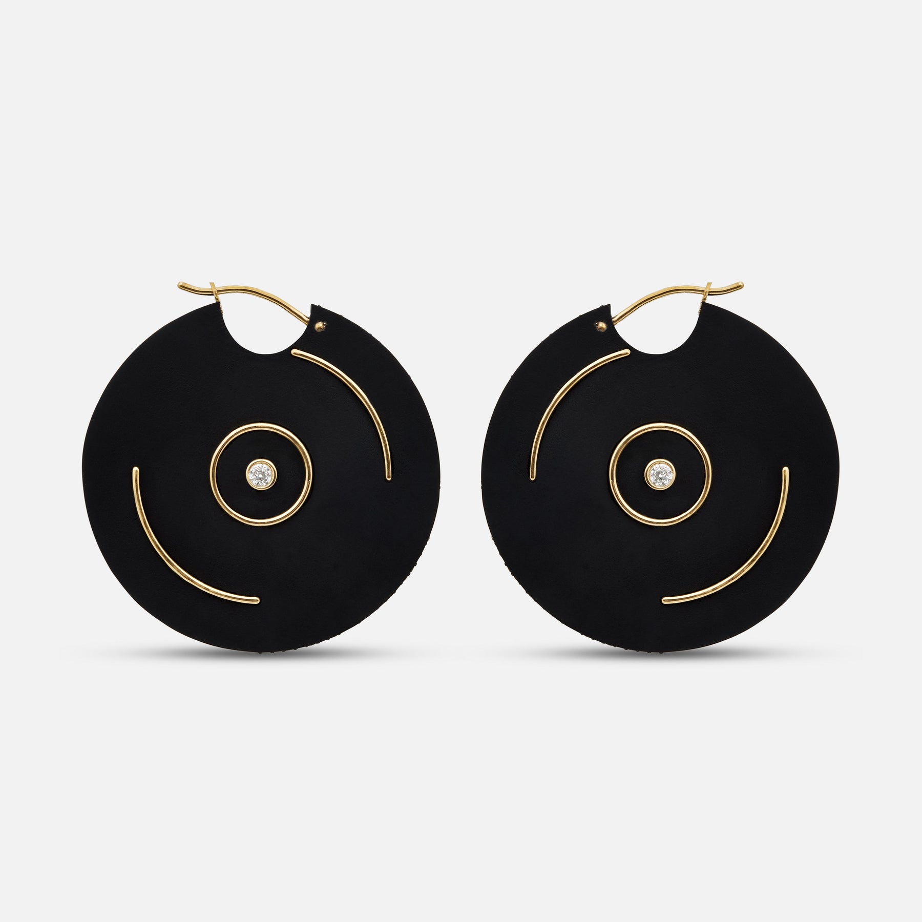 Eclipse Saturn Earrings in black titanium