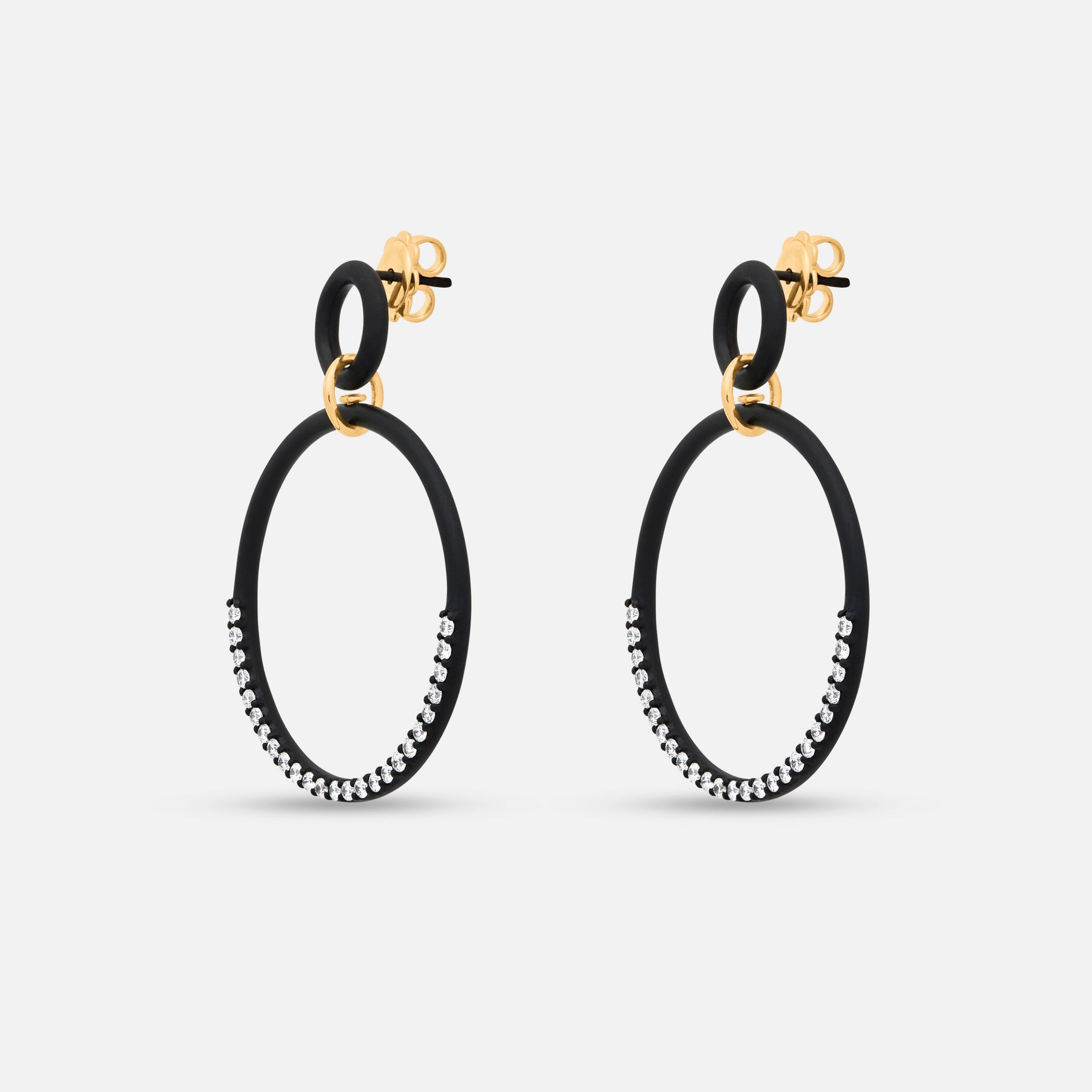 Eclipse Twin Orbit Earrings in black titanium