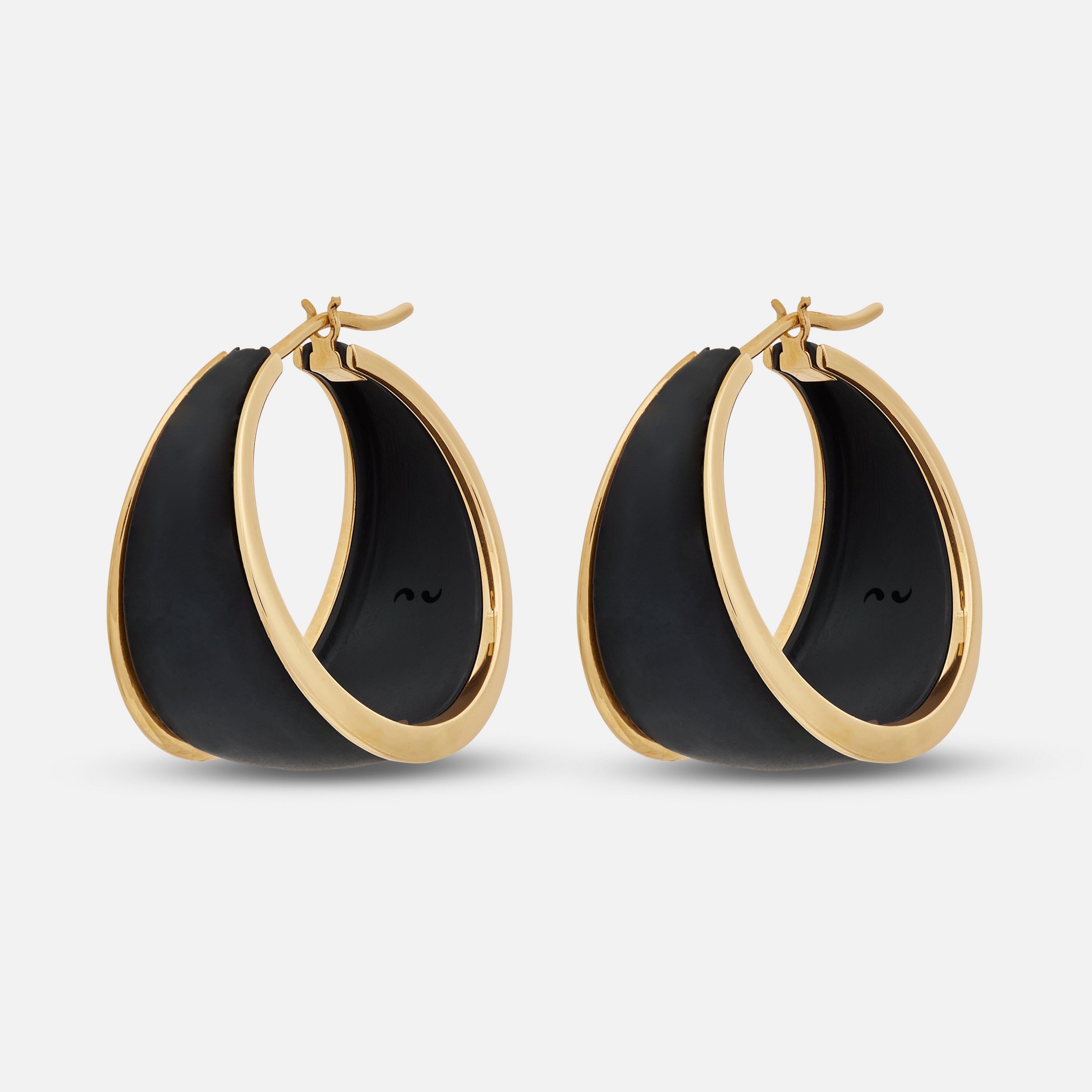Eclipse Dawn Hoops | Black Titanium & Yellow Gold